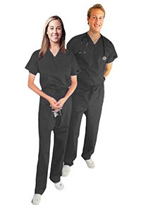 Stretchable Scrub Set 2 Pocket Normal Unisex Solid Half Sleeve (Top 1 Pocket with Bottom 1 Pocket) in 35% Cotton 63% Polyester 2% Spandex