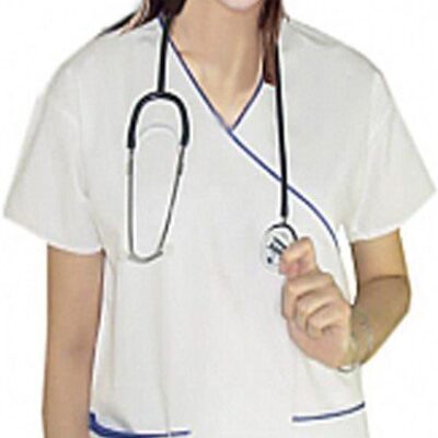 Stretchable Top mock wrap 3 pocket half sleeve in 35% Cotton 63% Polyester 2% Spandex