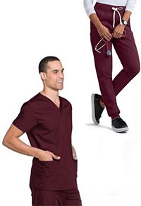 Stretch Unisex Jogger Scrub Set 4 Pockets Half Sleeves, Top 2 Lower Pockets and Jogger Pant 2 Side Pockets with Full Elastic Waistband and Drawstring (Twill White)