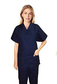 Stretchable Scrub set 3 pocket normal ladies solid half sleeve (2 pocket top 1 pocket pant) in 35% Cotton 63% Polyester 2% Spandex