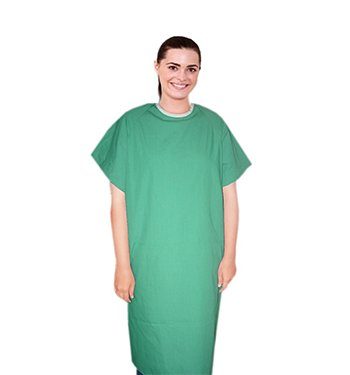 Patient gown back open half sleeve with matching piping and back ties