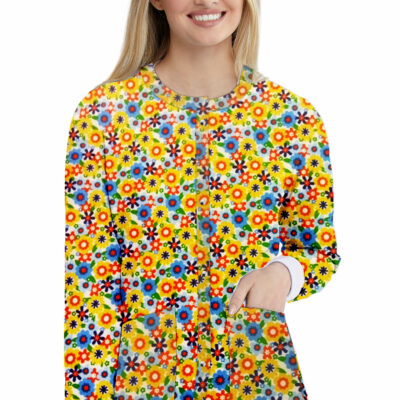Blooming Flowers Print Jacket 2 Pockets Unisex Full Sleeve With Rib