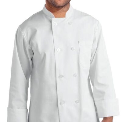 Poplin Men's Full Sleeve Chef Coat With 1 Chest pocket and 1 Sleeve Pocket - Button Front Closure