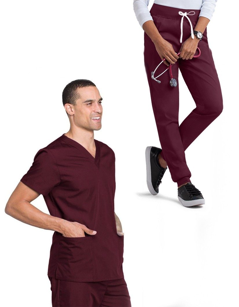 Microfiber Unisex Jogger Scrub Set 4 Pockets Half Sleeves, Top 2 Lower Pockets and Jogger Pant 2 Side Pockets with Full Elastic Waistband and Drawstring (Twill White)