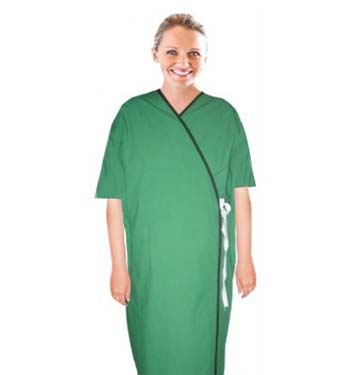 Patient Gown front open half sleeve with contrast piping and back ties