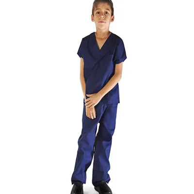 Poplin Children's scrub set 4 pocket half sleeve (top 3 pocket with bottom 1 pocket)